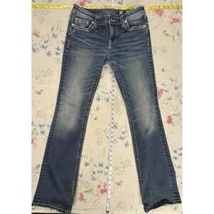 Miss Me Jeans Women's Size 30 Blue Medium Wash Stretch Boot Cut Denim Logo